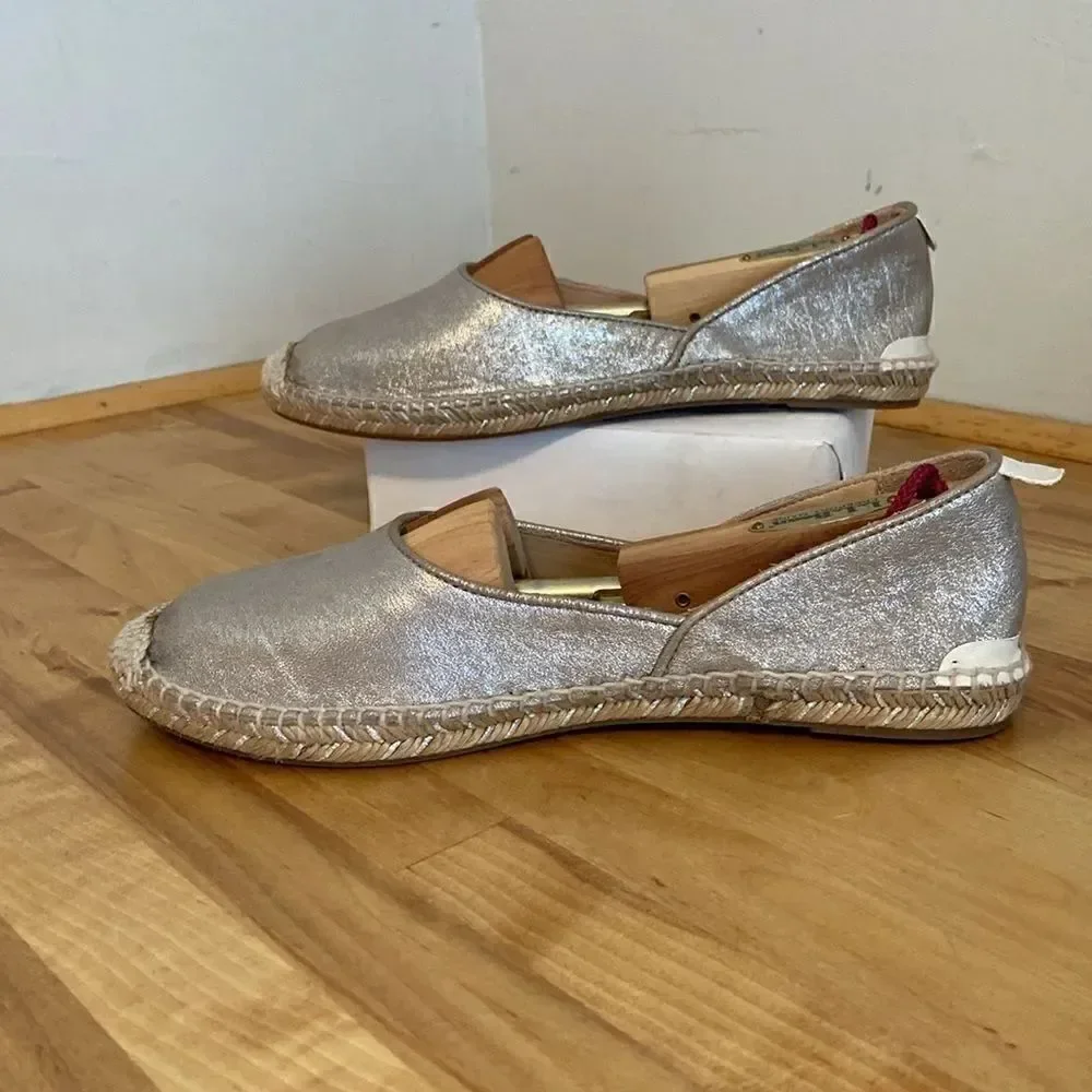 Rag & Bone Taupe Shimmer Slip On Jute Espadrille Shoes Size EU 39/ US 9